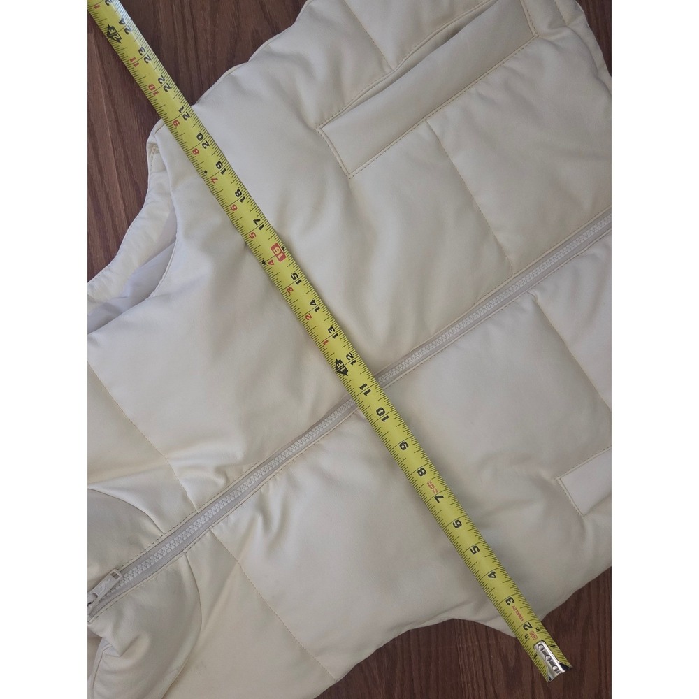 Hollister Womens Faux Leather Puffer Vest Off White Cream full Zip Size M - Picture 7 of 8